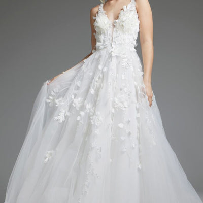 Jovani JB40511 A Line Bridal Gown Open Back Wedding Dress