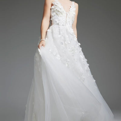 Jovani JB40511 A Line Bridal Gown Open Back Wedding Dress