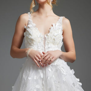 Jovani JB40511 A Line Bridal Gown Open Back Wedding Dress