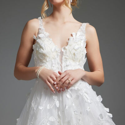 Jovani JB40511 A Line Bridal Gown Open Back Wedding Dress