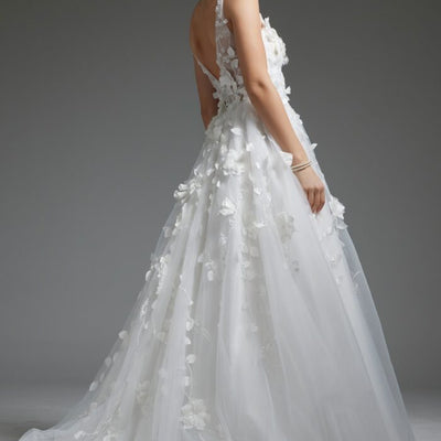 Jovani JB40511 A Line Bridal Gown Open Back Wedding Dress