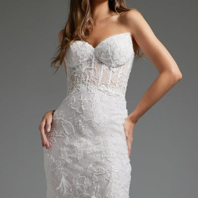 Jovani JB40590 Lace Bridal Gown Long Beaded Fit Wedding Dress