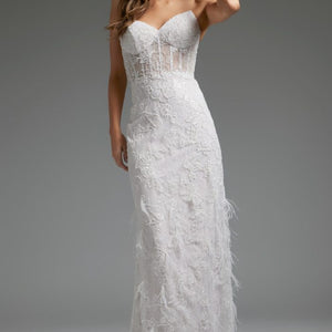 Jovani JB40590 Lace Bridal Gown Long Beaded Fit Wedding Dress