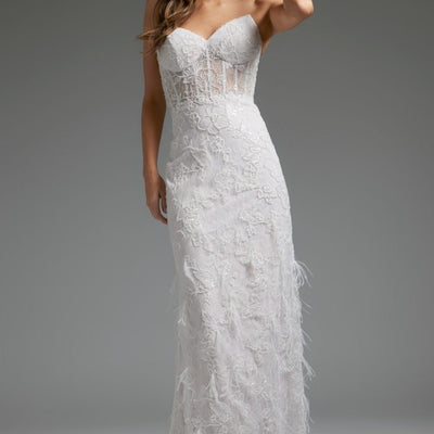 Jovani JB40590 Lace Bridal Gown Long Beaded Fit Wedding Dress