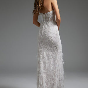Jovani JB40590 Lace Bridal Gown Long Beaded Fit Wedding Dress