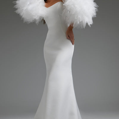 Jovani JB40601 Long Fitted Puff Wedding Dress