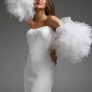 Jovani JB40601 Long Fitted Puff Wedding Dress