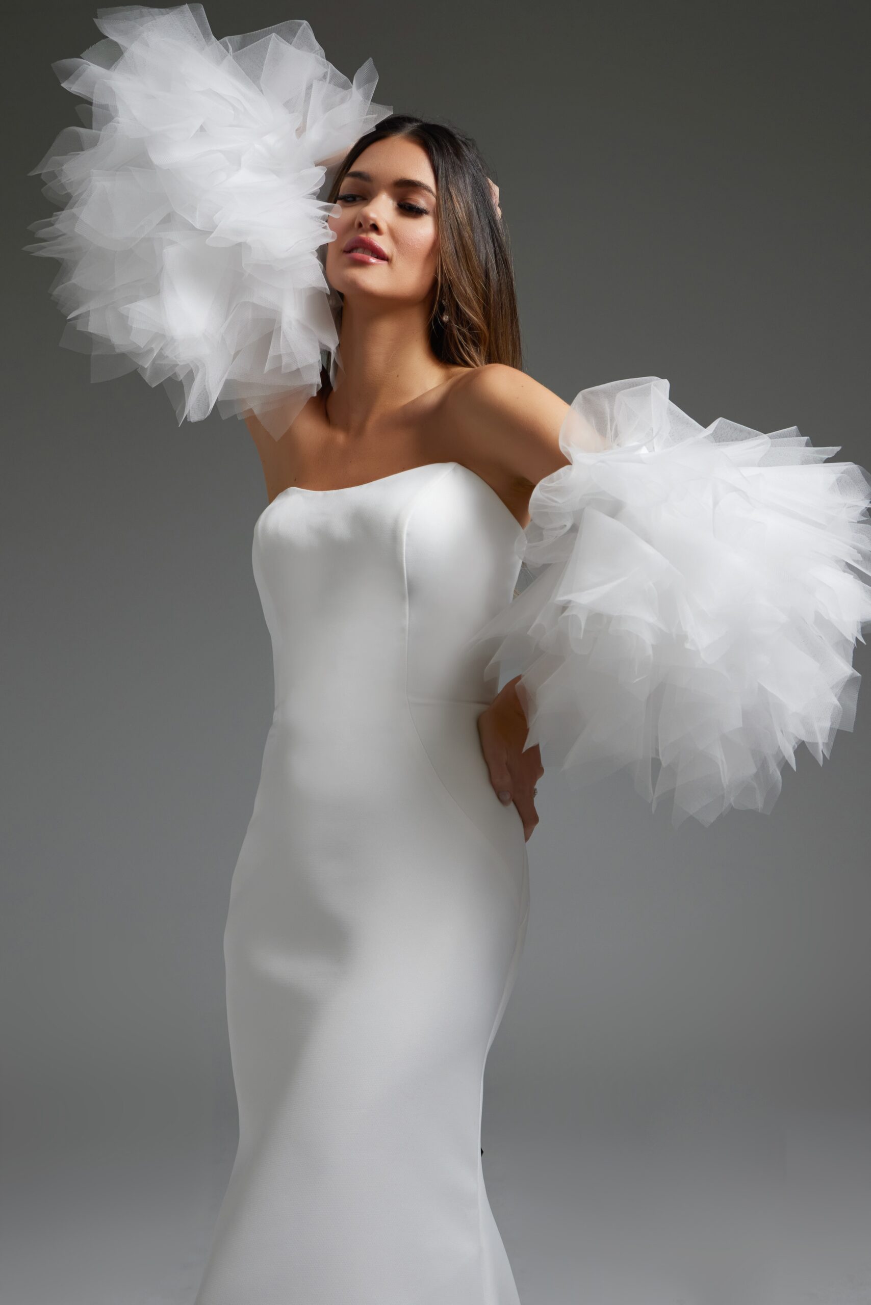 Jovani JB40601 Long Fitted Puff Wedding Dress