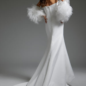 Jovani JB40601 Long Fitted Puff Wedding Dress