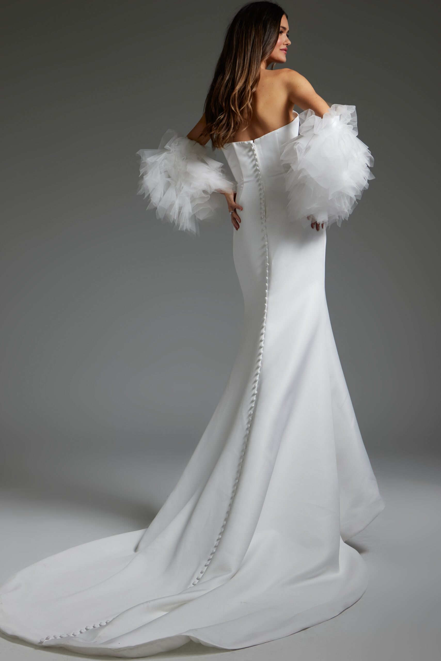 Jovani JB40601 Long Fitted Puff Wedding Dress