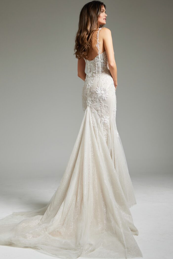 Jovani JB40631 Mermaid Long Beaded Wedding Dress