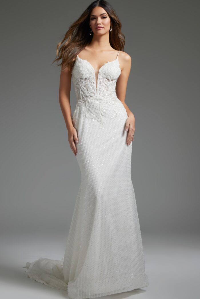 Jovani JB40639 Bridal Gown Lace Long Wedding Dress