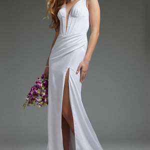 Jovani JB40782 Fitted Long High Side Slit Wedding Dress