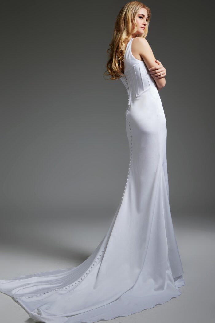 Jovani JB40782 Fitted Long High Side Slit Wedding Dress