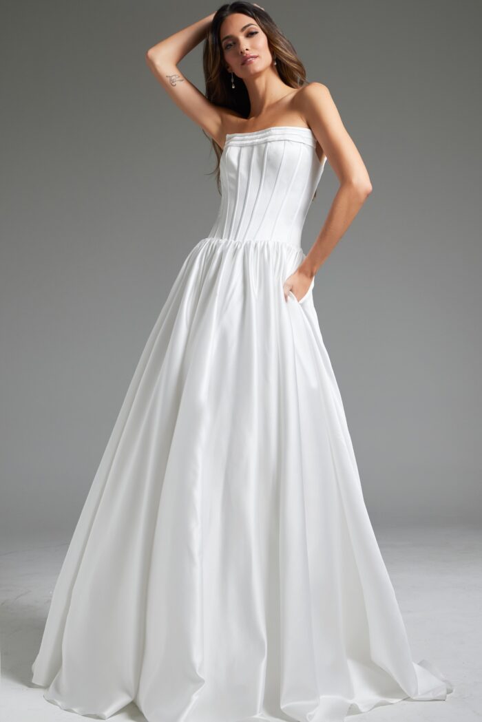 Jovani JB40784 A Line Bridal Long Wedding Dress