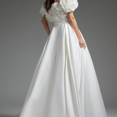 Jovani JB40795 Long Ruffle Pleated Wedding Dress