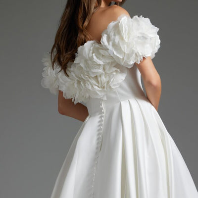 Jovani JB40795 Long Ruffle Pleated Wedding Dress