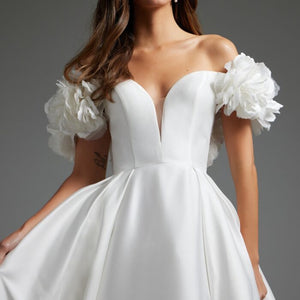 Jovani JB40795 Long Ruffle Pleated Wedding Dress