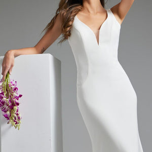 Jovani JB42222 Long Lace Back Mermaid Wedding Dress