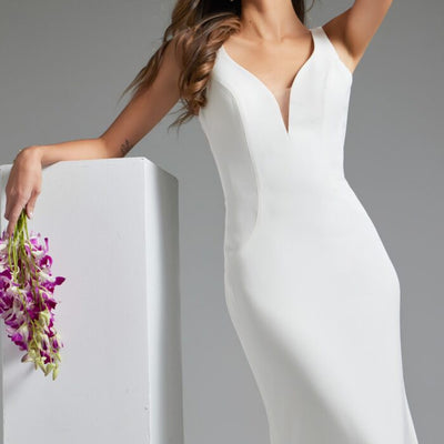 Jovani JB42222 Long Lace Back Mermaid Wedding Dress
