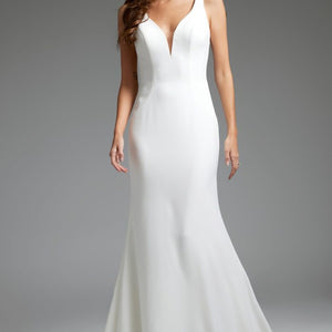 Jovani JB42222 Long Lace Back Mermaid Wedding Dress