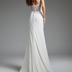 Jovani JB42222 Long Lace Back Mermaid Wedding Dress