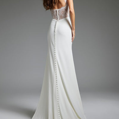 Jovani JB42222 Long Lace Back Mermaid Wedding Dress