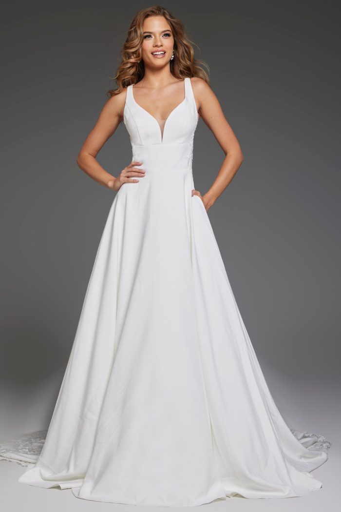 Jovani JB42294 Long Bridal Gown A Line Beaded Wedding Dress