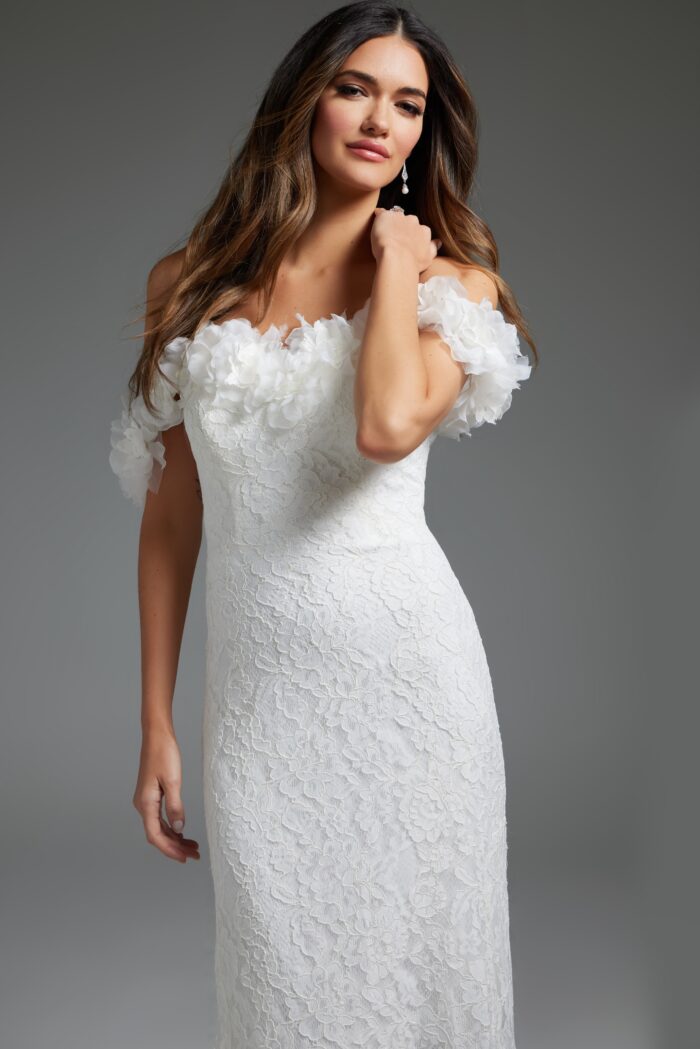 Jovani JB42295 Bridal Gown Ruffle Long Wedding Dress