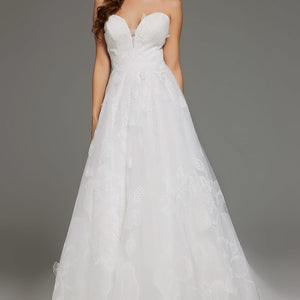 Jovani JB42324 A Line Long Floral Wedding Dress