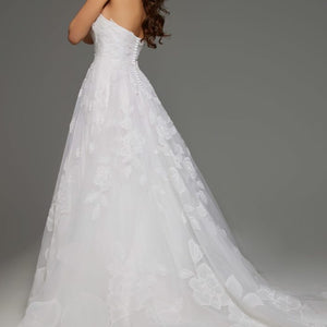 Jovani JB42324 A Line Long Floral Wedding Dress