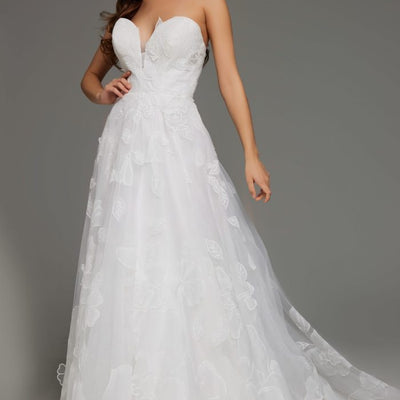Jovani JB42324 A Line Long Floral Wedding Dress