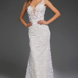 Jovani JB42483 Floral Lace Bridal Gown Long Wedding Dress
