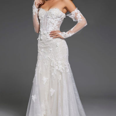 Jovani JB42486 Long Lace Fit Bridal Gown Wedding Dress