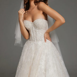Jovani JB42766 Corset Bridal Gown Long Lace Details Wedding Dress