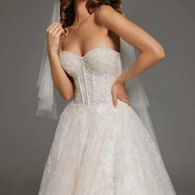 Jovani JB42766 Corset Bridal Gown Long Lace Details Wedding Dress