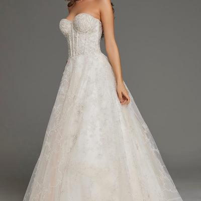 Jovani JB42766 Corset Bridal Gown Long Lace Details Wedding Dress