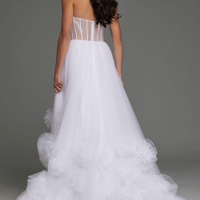 Jovani JB42782 A Line Long Floral Ruffle Wedding Dress