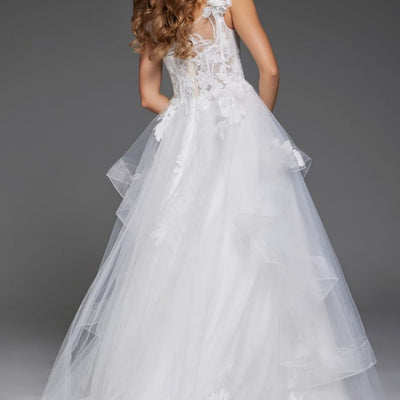 Jovani JB43314 Ballgown Long Floral Detail Wedding Dress