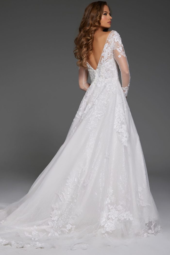 Jovani JB43317 A Line Bridal Gown Sequin Long Wedding Dress