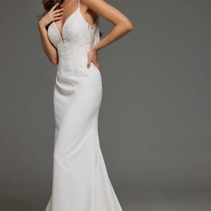 Jovani JB43322 Floral Lace Long Wedding Dress