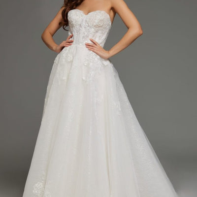 Jovani JB43324 Long Beaded Lace Ballgown Wedding Dress