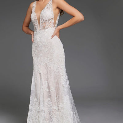 Jovani JB43894 Bridal Gown Intricate Lace Long Wedding Dress