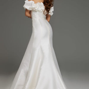 Jovani JB43896 Long Bridal Gown Ruffle Sleeve Wedding Dress