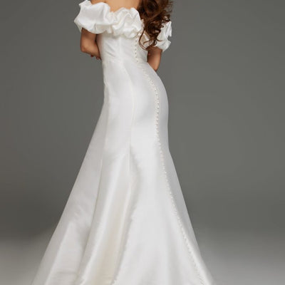 Jovani JB43896 Long Bridal Gown Ruffle Sleeve Wedding Dress