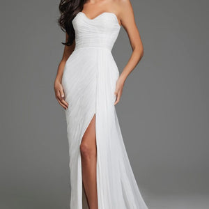Jovani JB43897 Bridal Gown Draped Long High Slit Wedding Dress