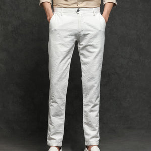 Rare Rabbit Men's Jeck-2 White Mid-Rise Regular Fit Premium Jacquard Trouser