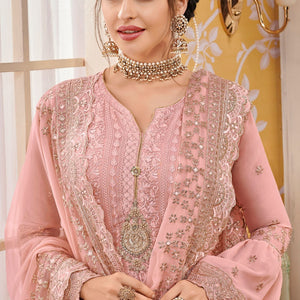 Embroidered & Sequin Work Georgette Semi Stitched Suit