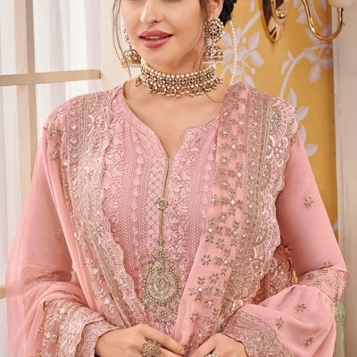 Embroidered & Sequin Work Georgette Semi Stitched Suit