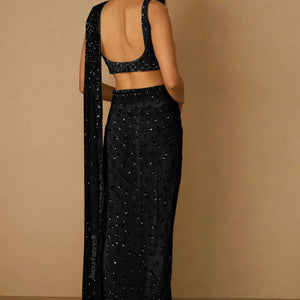 Black Organza Saree With Blouse Piece